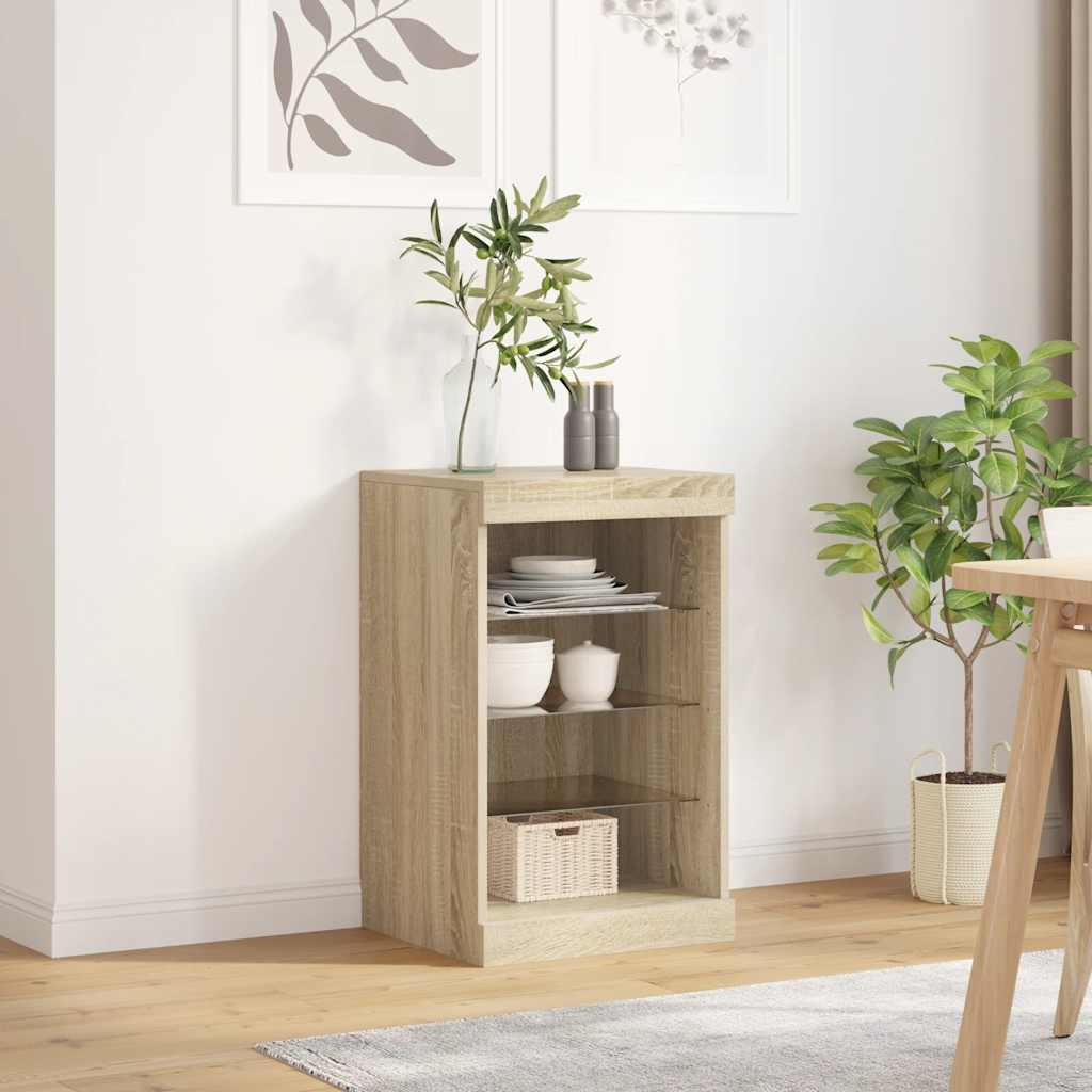 Sideboard with LED Lights Sonoma Oak 41x37x67 cm