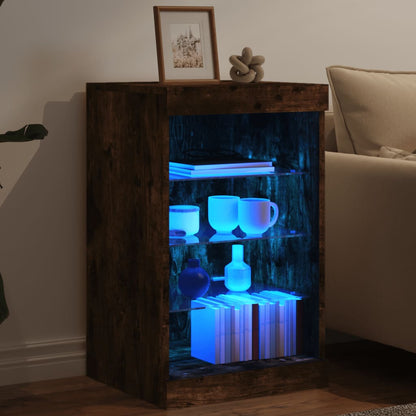 Sideboard with LED Lights Smoked Oak 41x37x67 cm