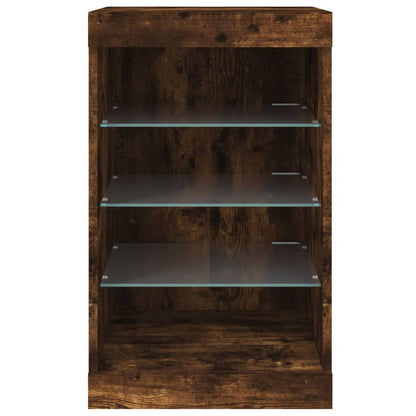 Sideboard with LED Lights Smoked Oak 41x37x67 cm