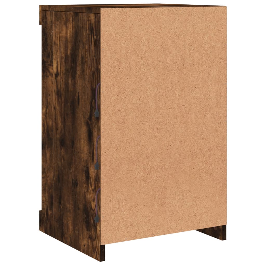 Sideboard with LED Lights Smoked Oak 41x37x67 cm