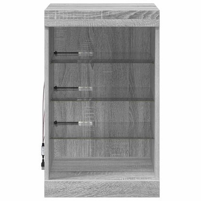 Sideboard with LED Lights Grey Sonoma 41x37x67 cm