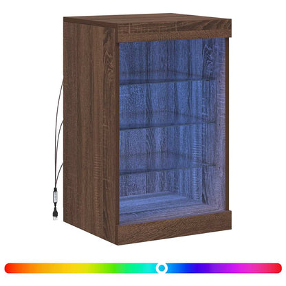 Sideboard with LED Lights Brown Oak 41x37x67 cm