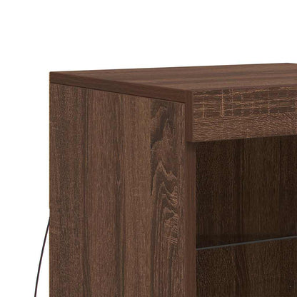 Sideboard with LED Lights Brown Oak 41x37x67 cm