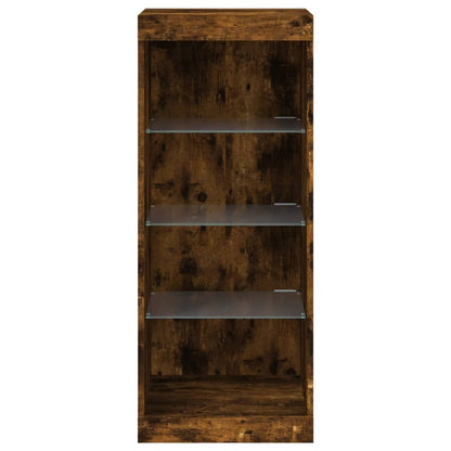 Sideboard with LED Lights Smoked Oak 41x37x100 cm