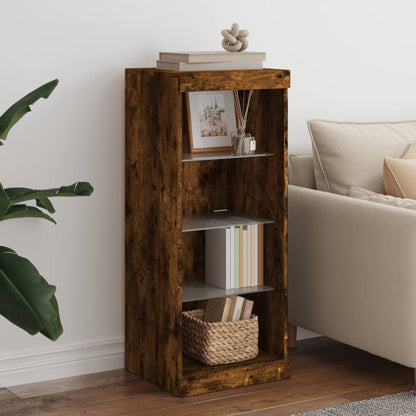 Sideboard with LED Lights Smoked Oak 41x37x100 cm