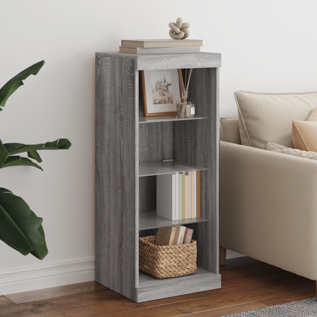 Sideboard with LED Lights Grey Sonoma 41x37x100 cm
