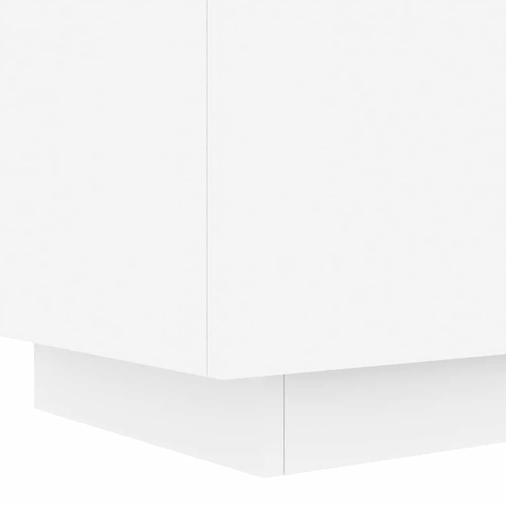 Bedside Cabinets with LED Lights 2 pcs White Engineered Wood