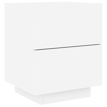Bedside Cabinets with LED Lights 2 pcs White Engineered Wood