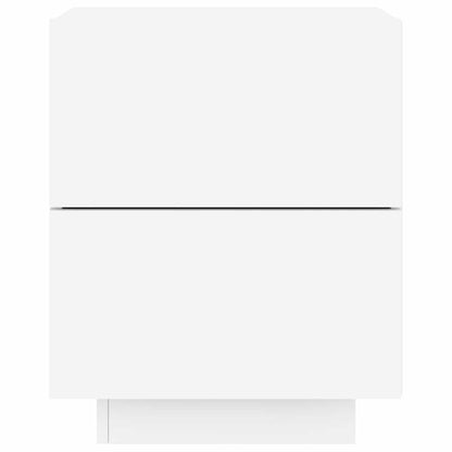 Bedside Cabinets with LED Lights 2 pcs White Engineered Wood