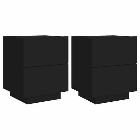 Bedside Cabinet | Set of 2 | Black | Engineered wood | Standard