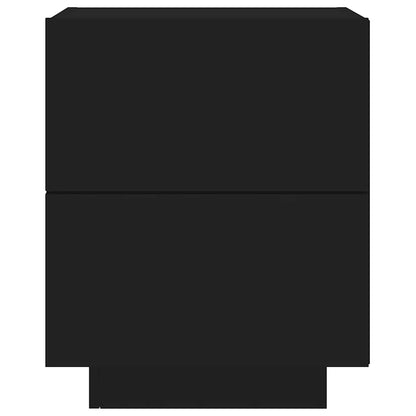 Bedside Cabinets with LED Lights 2 pcs Black Engineered Wood