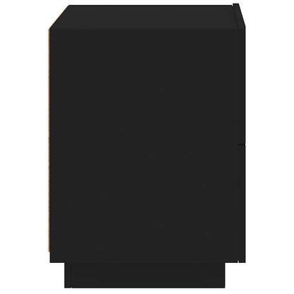 Bedside Cabinets with LED Lights 2 pcs Black Engineered Wood