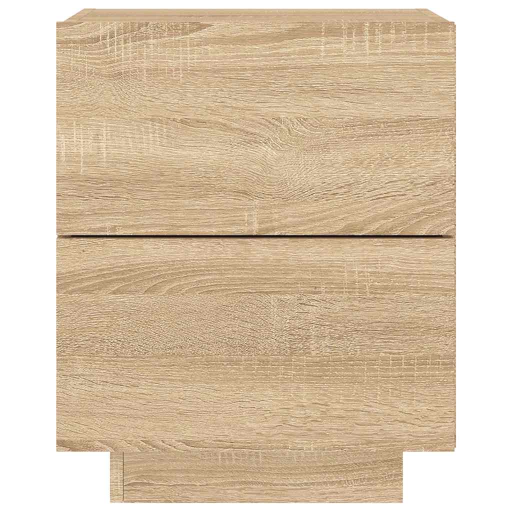Bedside Cabinet with LED Lights Sonoma Oak Engineered Wood