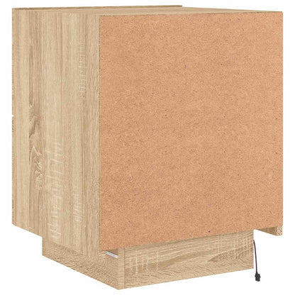 Bedside Cabinet with LED Lights Sonoma Oak Engineered Wood