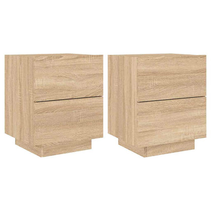 Bedside Cabinets with LED Lights 2 pcs Sonoma Oak