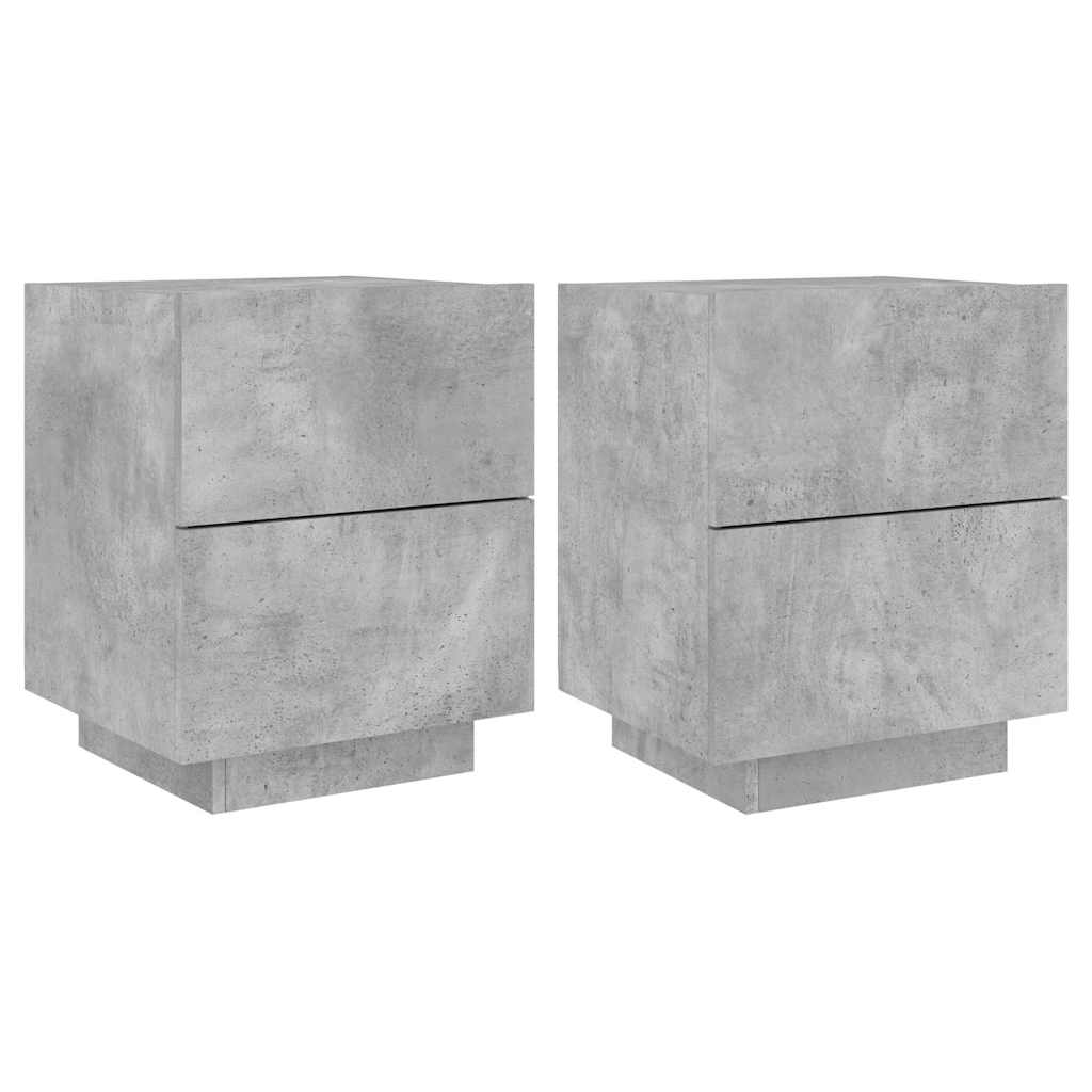 Bedside Cabinets with LED Lights 2 pcs Concrete Grey