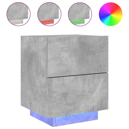 Bedside Cabinets with LED Lights 2 pcs Concrete Grey Engineered Wood
