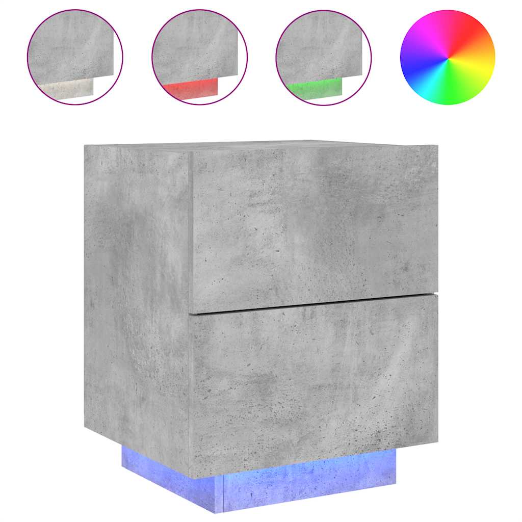 Bedside Cabinets with LED Lights 2 pcs Concrete Grey