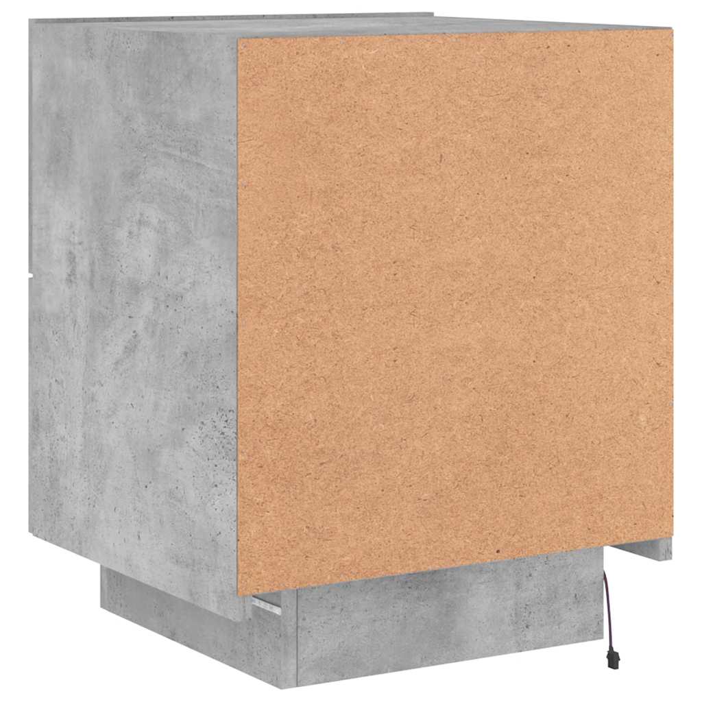 Bedside Cabinets with LED Lights 2 pcs Concrete Grey