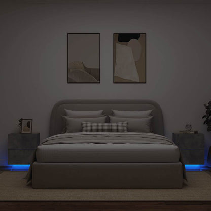 Bedside Cabinets with LED Lights 2 pcs Concrete Grey
