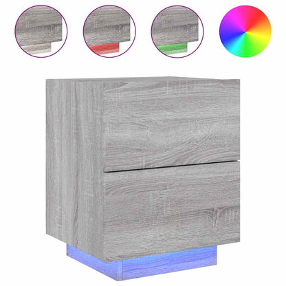 Bedside Cabinet with LED Lights Grey Sonoma Engineered Wood
