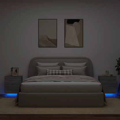 Bedside Cabinets with LED Lights 2 pcs Grey Sonoma