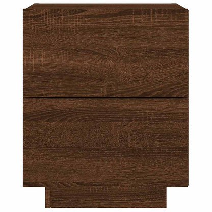 Bedside Cabinet with LED Lights Brown Oak Engineered Wood
