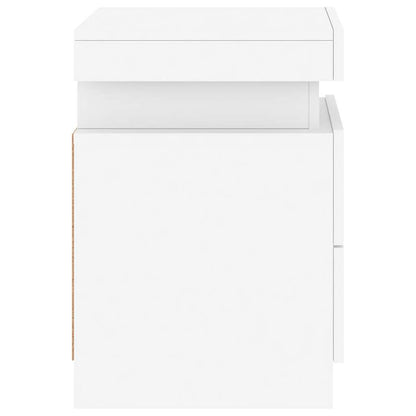 Bedside Cabinet with LED Lights White 35x39x55 cm