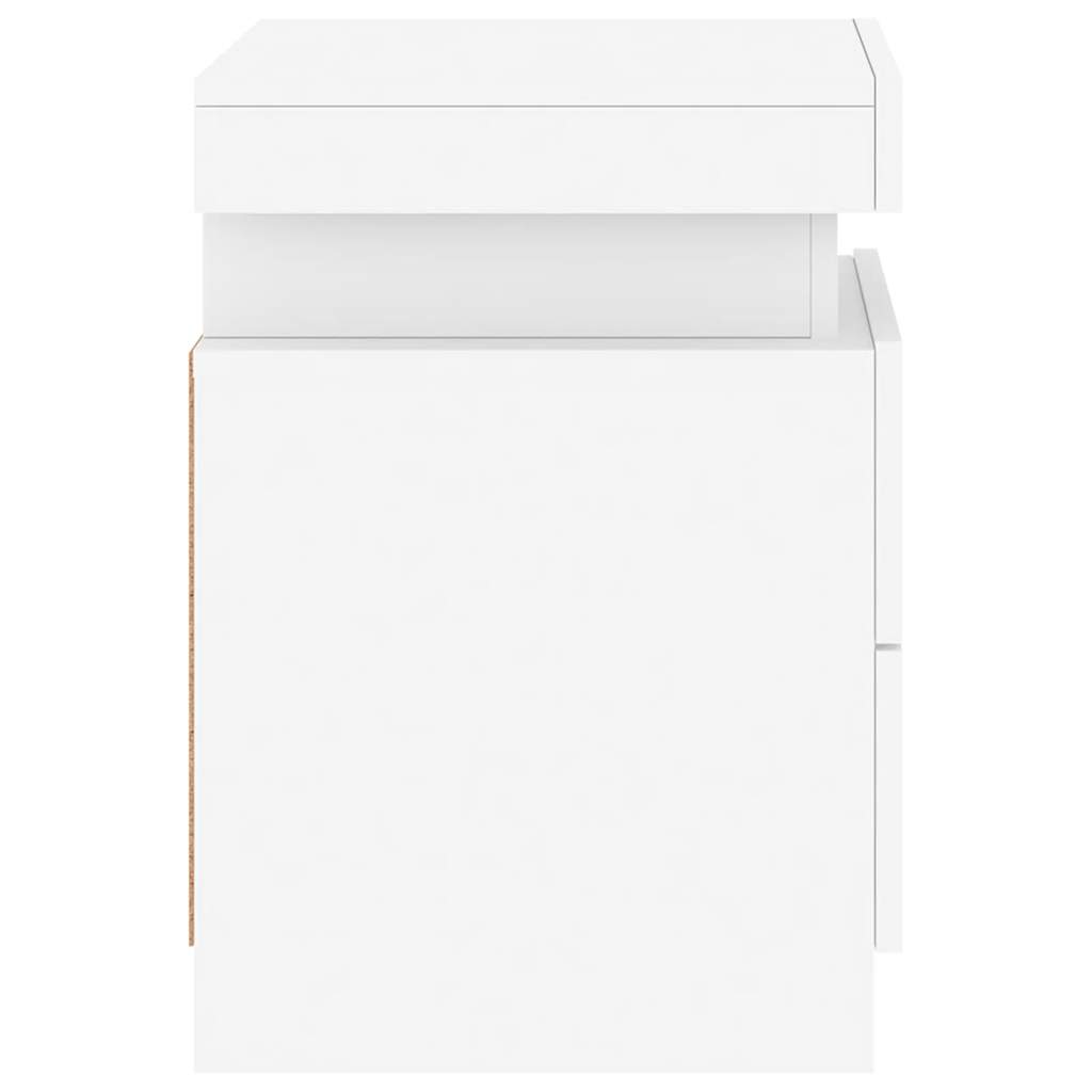 Bedside Cabinet with LED Lights White 35x39x55 cm