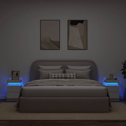 Bedside Cabinets with LED Lights 2 pcs White 35x39x55 cm