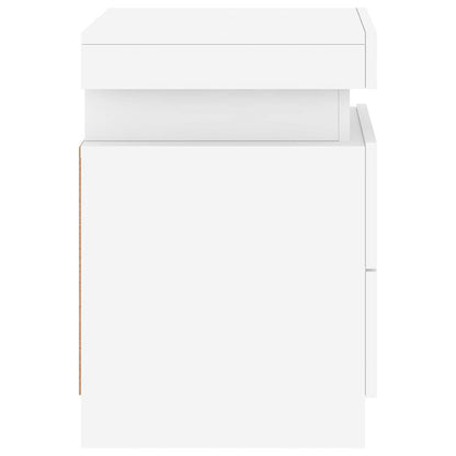 Bedside Cabinets with LED Lights 2 pcs White 35x39x55 cm