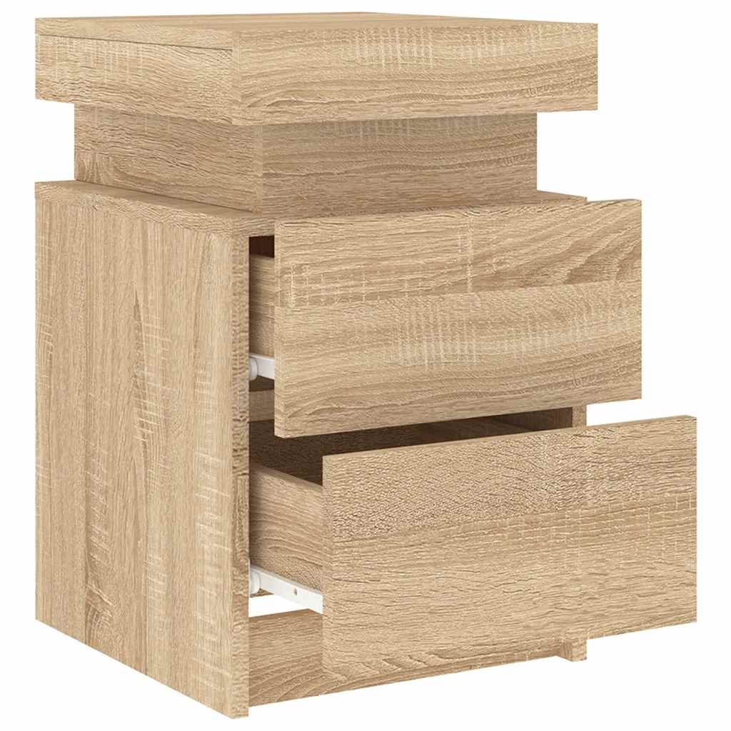 Bedside Cabinets with LED Lights 2 pcs Sonoma Oak 35x39x55 cm
