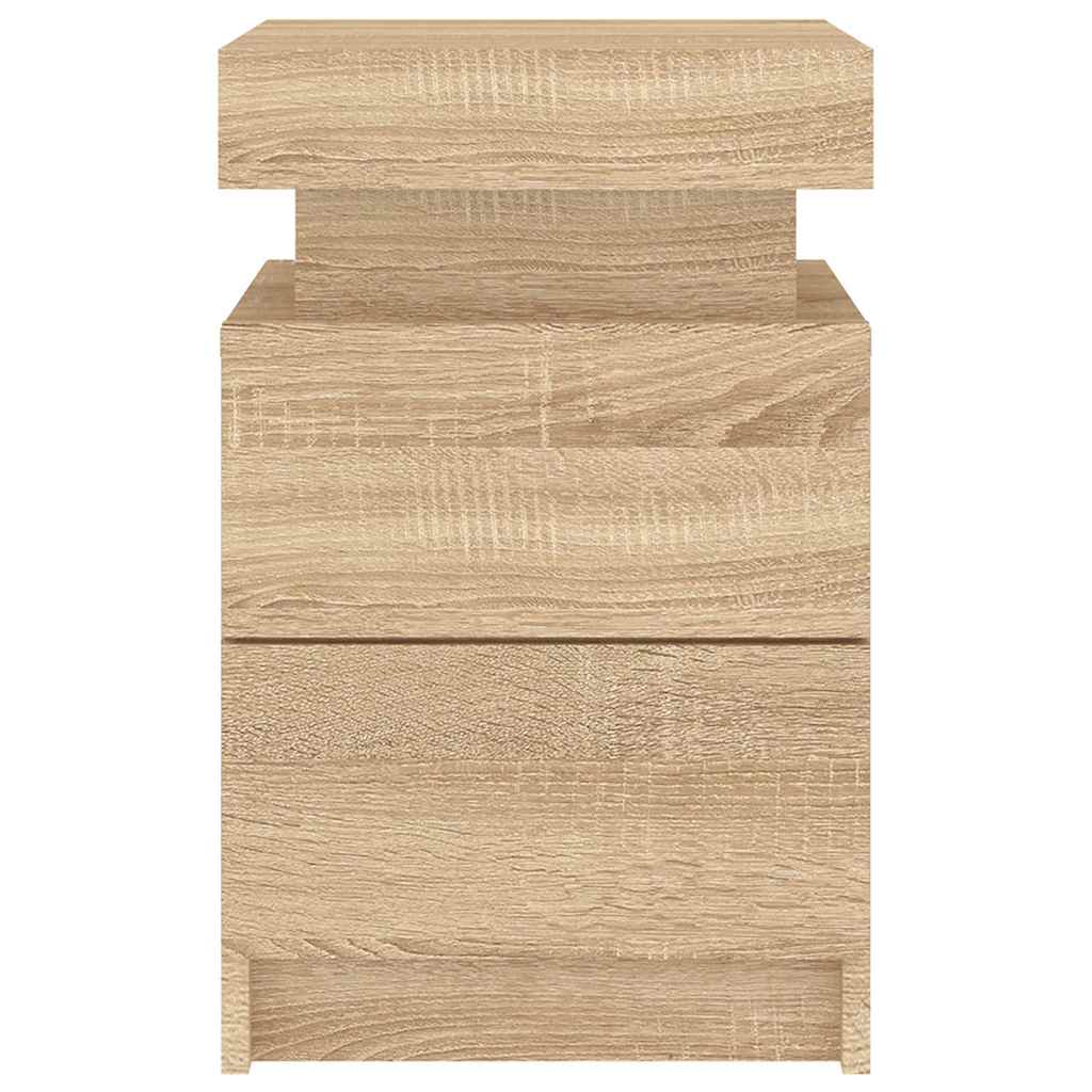 Bedside Cabinets with LED Lights 2 pcs Sonoma Oak 35x39x55 cm