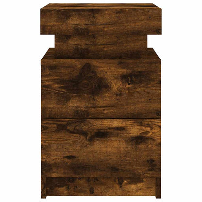 Bedside Cabinets with LED Lights 2 pcs Smoked Oak 35x39x55 cm