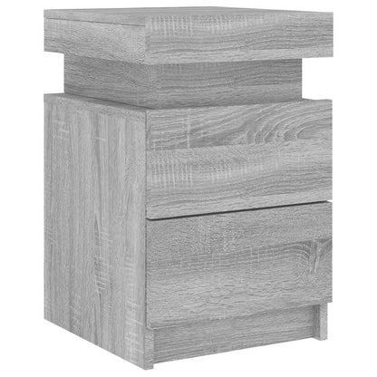 Bedside Cabinets with LED Lights 2 pcs Grey Sonoma 35x39x55 cm