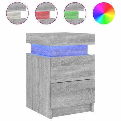 Bedside Cabinets with LED Lights 2 pcs Grey Sonoma 35x39x55 cm