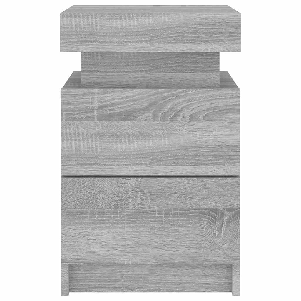 Bedside Cabinets with LED Lights 2 pcs Grey Sonoma 35x39x55 cm