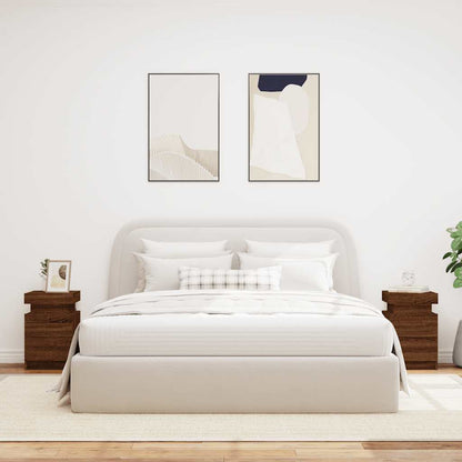 Bedside Cabinets with LED Lights 2 pcs Brown Oak 35x39x55 cm