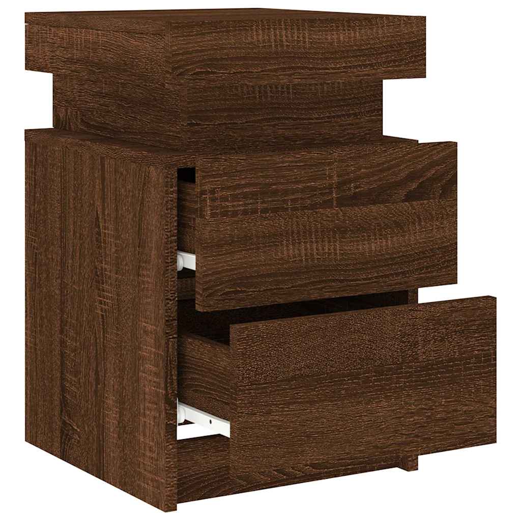 Bedside Cabinets with LED Lights 2 pcs Brown Oak 35x39x55 cm