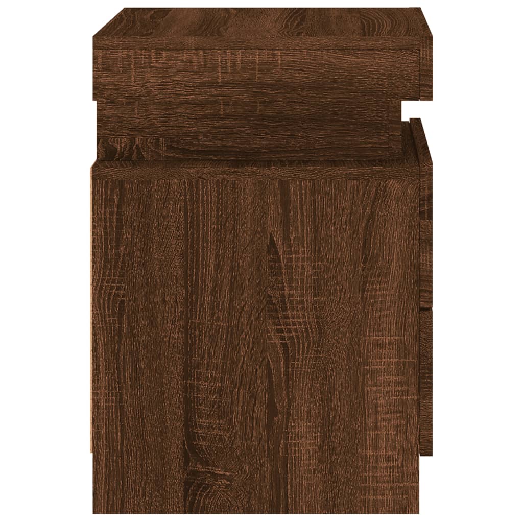 Bedside Cabinets with LED Lights 2 pcs Brown Oak 35x39x55 cm