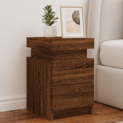 Bedside Cabinets with LED Lights 2 pcs Brown Oak 35x39x55 cm