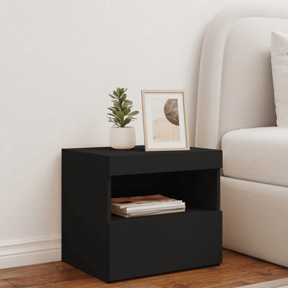 Bedside Cabinet | Black | Engineered wood | 50x40x45 cm | Bedside Cabinet