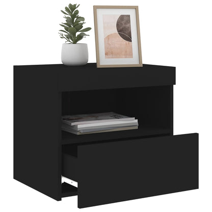 Bedside Cabinet | Black | Engineered wood | 50x40x45 cm | Bedside Cabinet