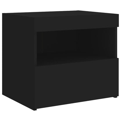 Bedside Cabinet | Black | Engineered wood | 50x40x45 cm | Bedside Cabinet