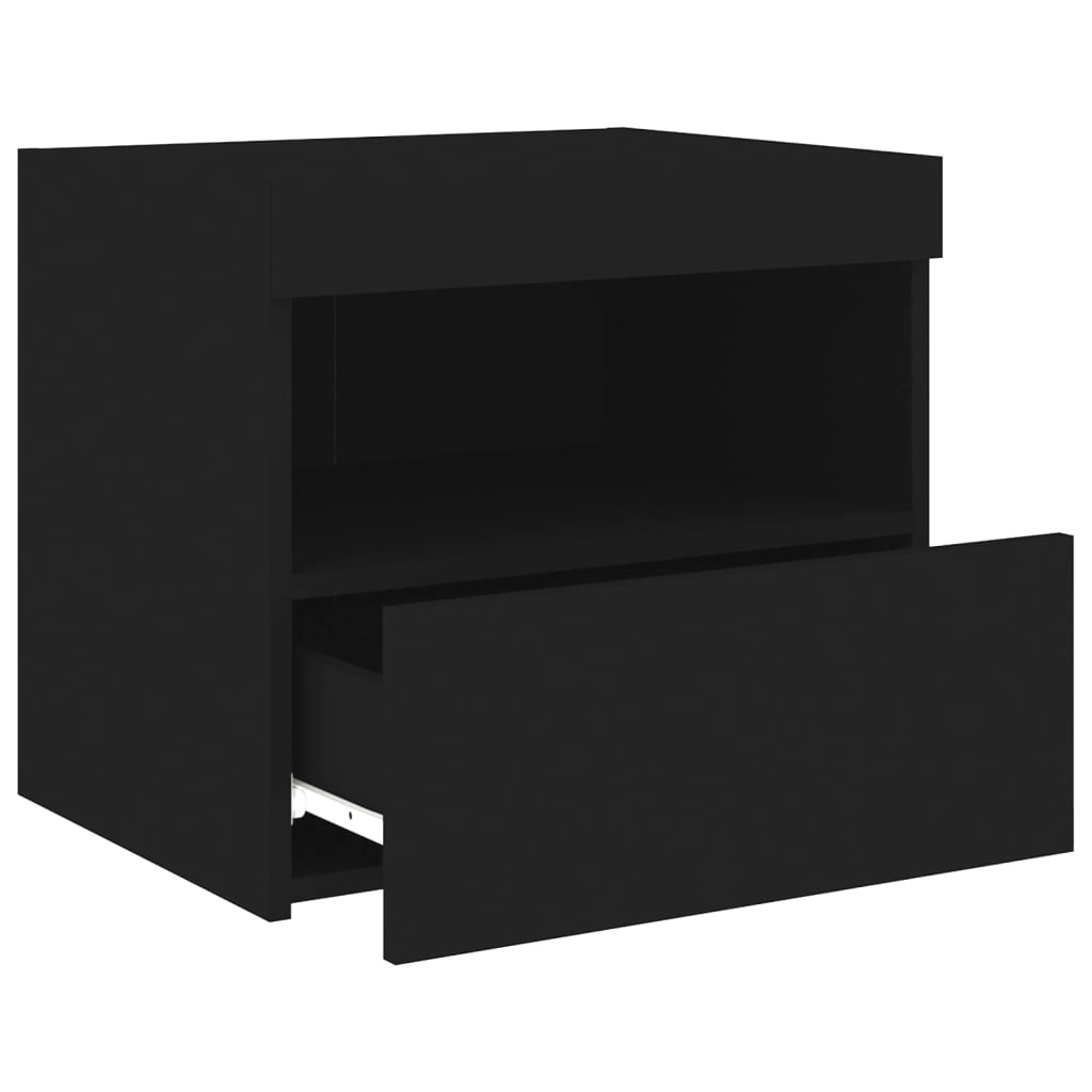 Bedside Cabinet | Black | Engineered wood | 50x40x45 cm | Bedside Cabinet