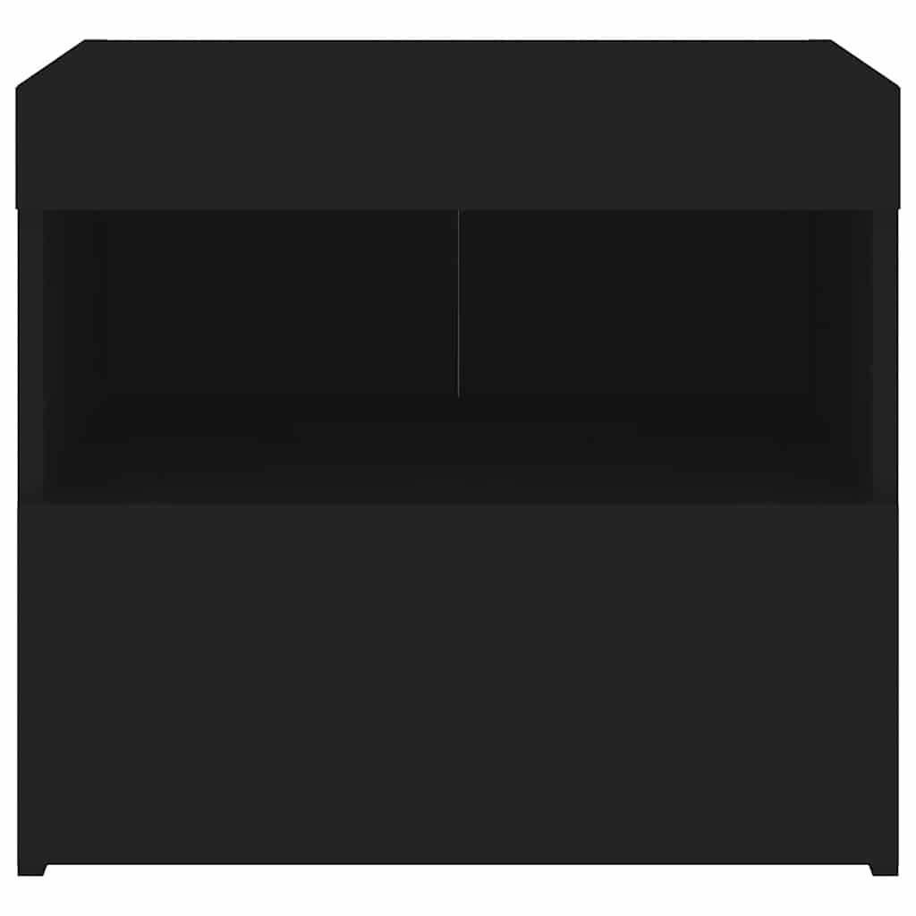 Bedside Cabinet with LED Lights Black 50x40x45 cm