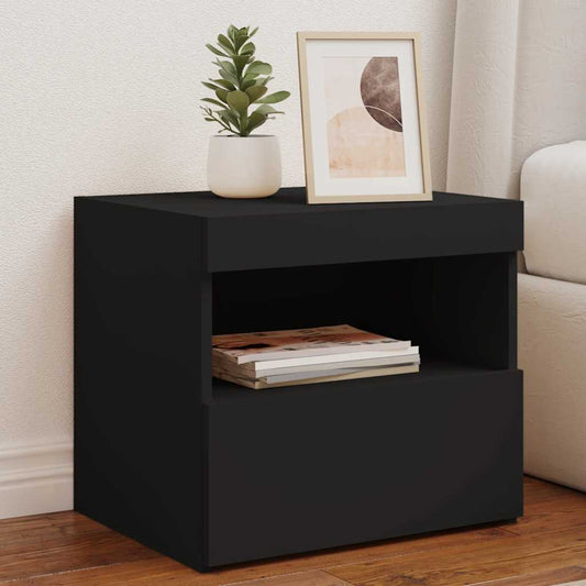 Bedside Cabinet | Set of 2 | Black | Engineered wood | Medium