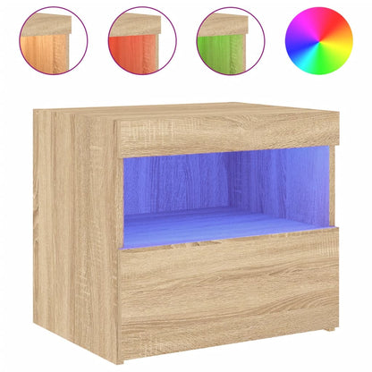 Bedside Cabinets with LED Lights 2 pcs Sonoma Oak 50x40x45 cm