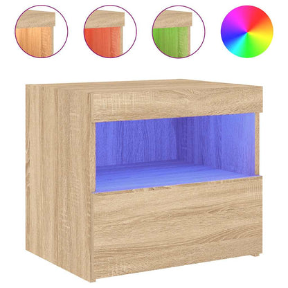 Bedside Cabinets with LED Lights 2 pcs Sonoma Oak 50x40x45 cm