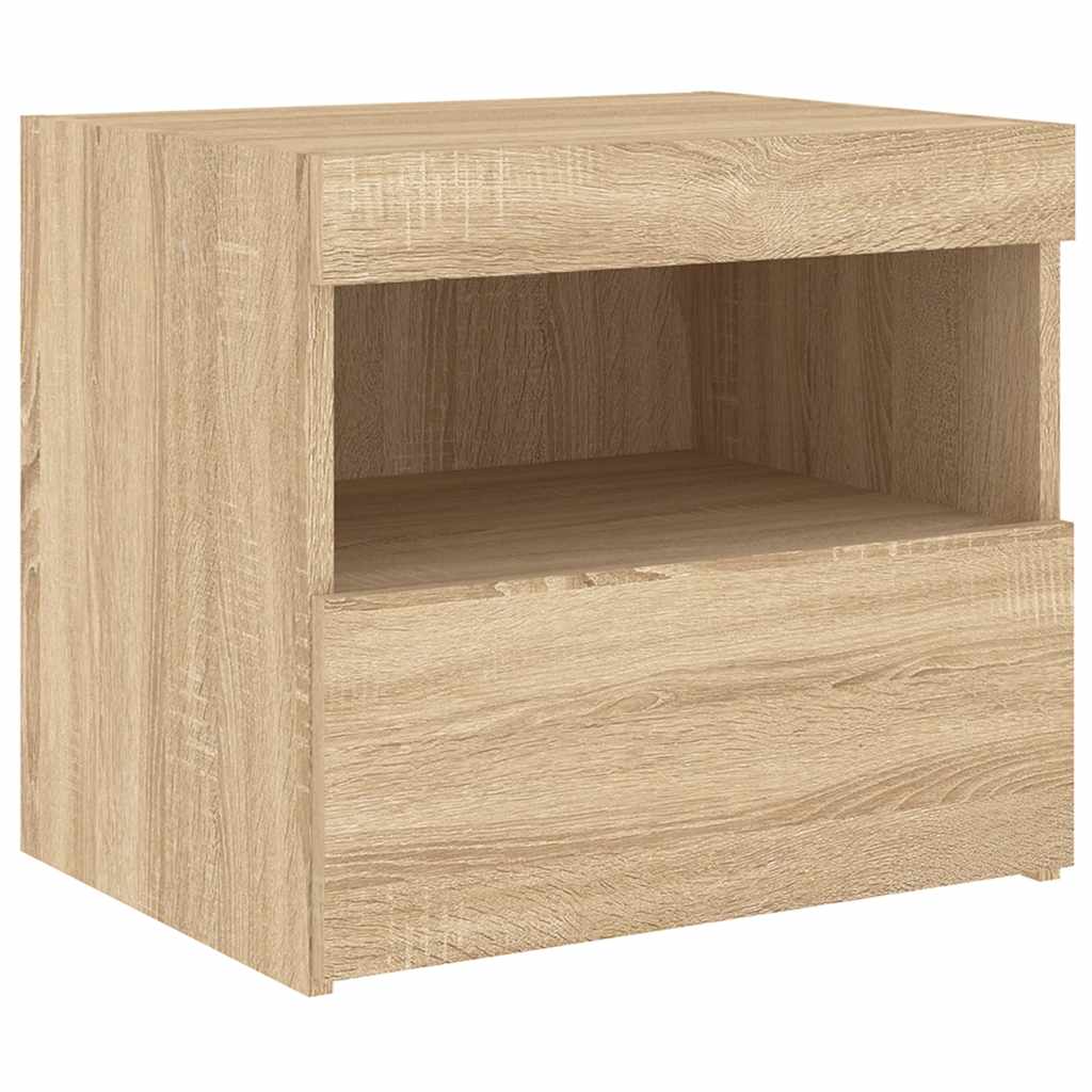 Bedside Cabinets with LED Lights 2 pcs Sonoma Oak 50x40x45 cm
